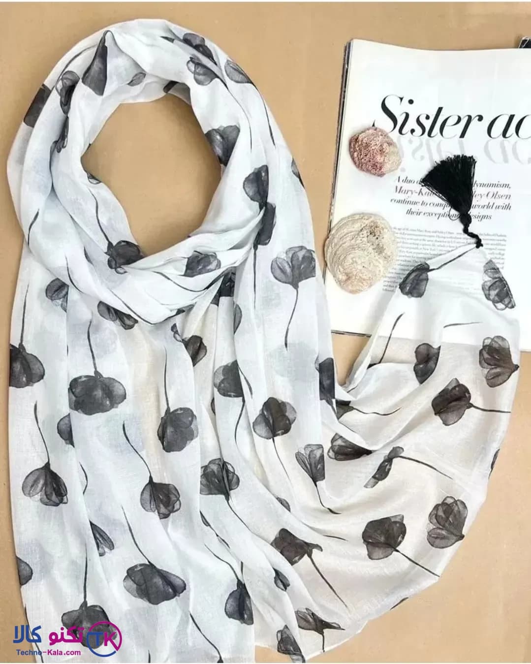 شال نخی آبرنگ طرح گل