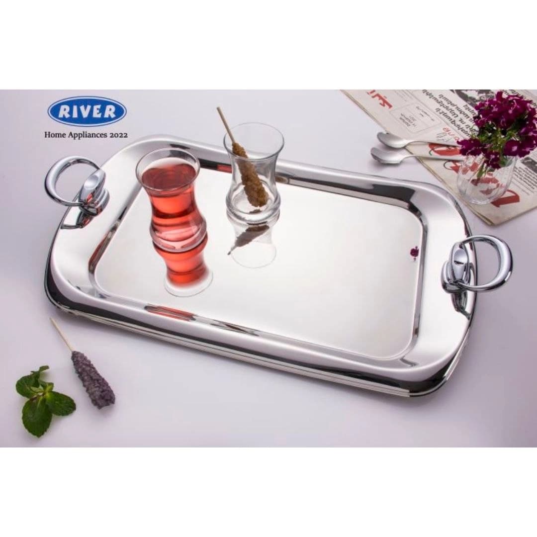 سینی پذیرایی ریور RIVER مدل پافیلی نقره ای کد WD 104T