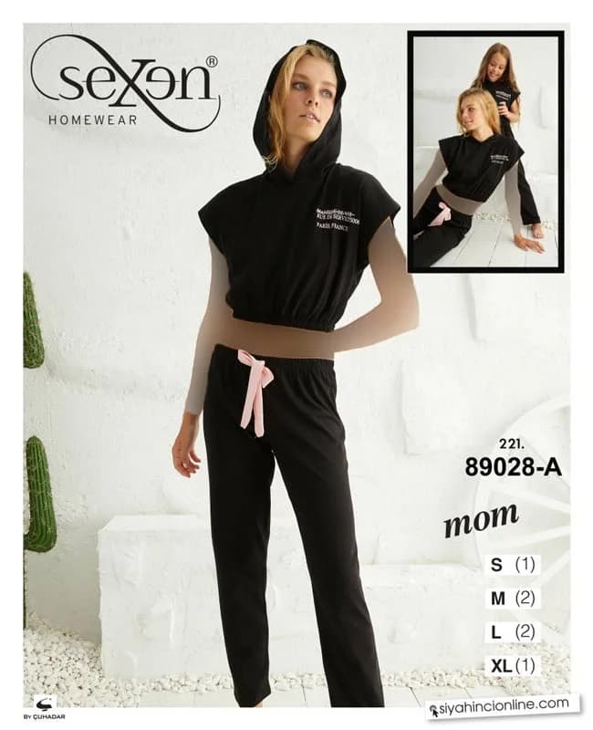 ست تاپ و شلوار راحتی نخی زنانه سایز نرمال ترک 89028
