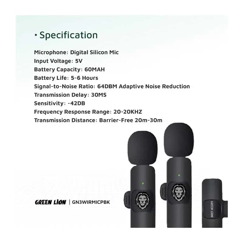 میکروفون نویز کنسلینگ گرین لاین green lion 3 In 1 Wireless — تصویر ۳