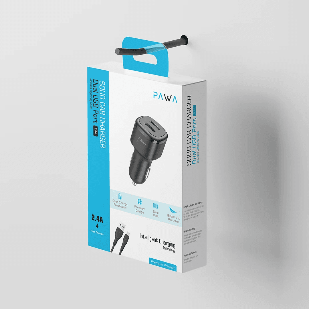 شارژر فندکی خودرو 2.4 آمپر پاوا Pawa مدل PW-24AICCL به همراه کابل USB به Lightning — تصویر ۳