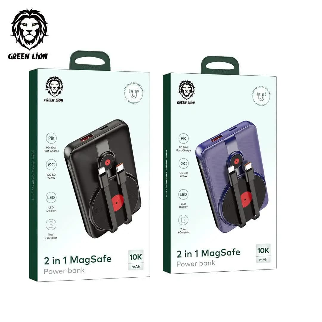 پاوربانک مگ سیف 10 هزار میلی آمپر 2 در 1 گرین لاین Green Lion MagSafe — تصویر ۳