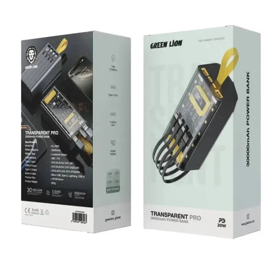 پاوربانک گرین لاین Green Lion Transparent Pro 30000mAh — تصویر ۳
