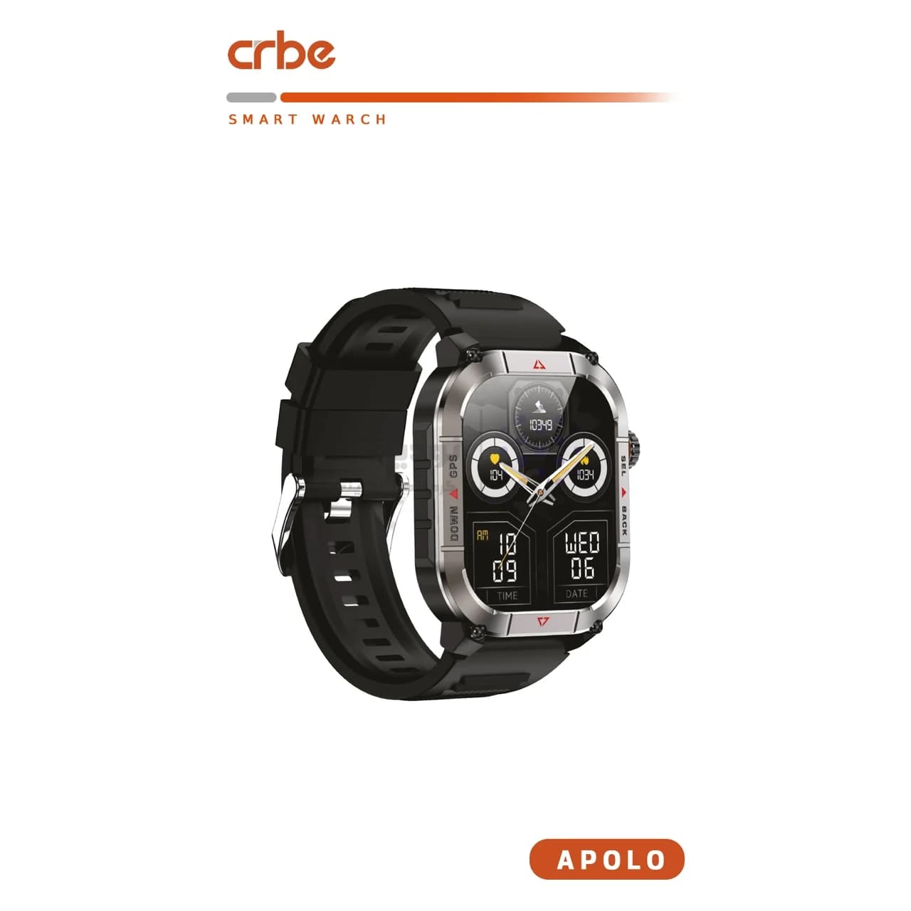 ساعت هوشمند Crbe مدل Apollo – مشکی (گارانتی یکساله PMC) — تصویر ۲