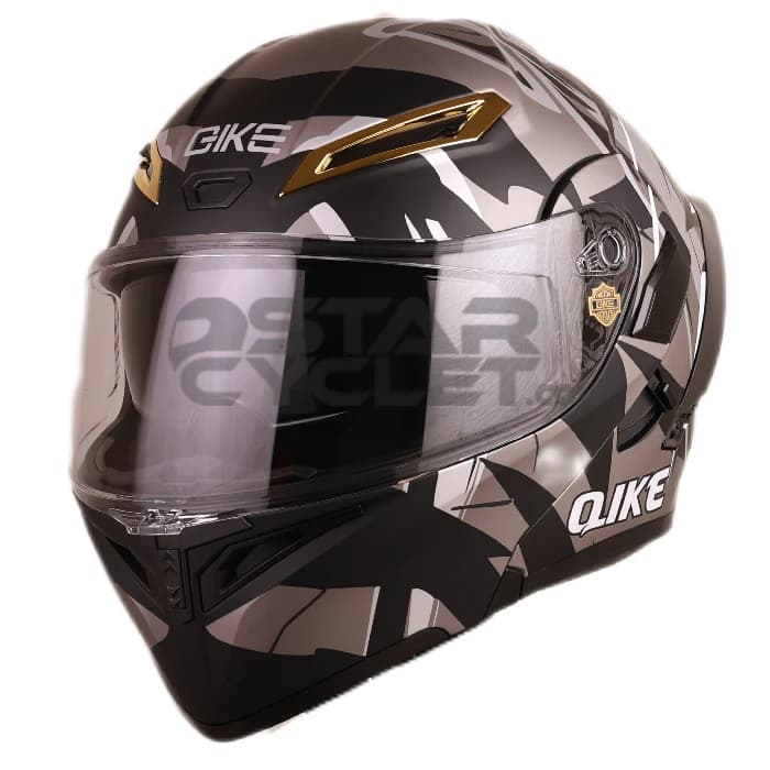 کلاه کاسکت فک متحرک QIKE مدل MATT GRAY SILVER BLACK