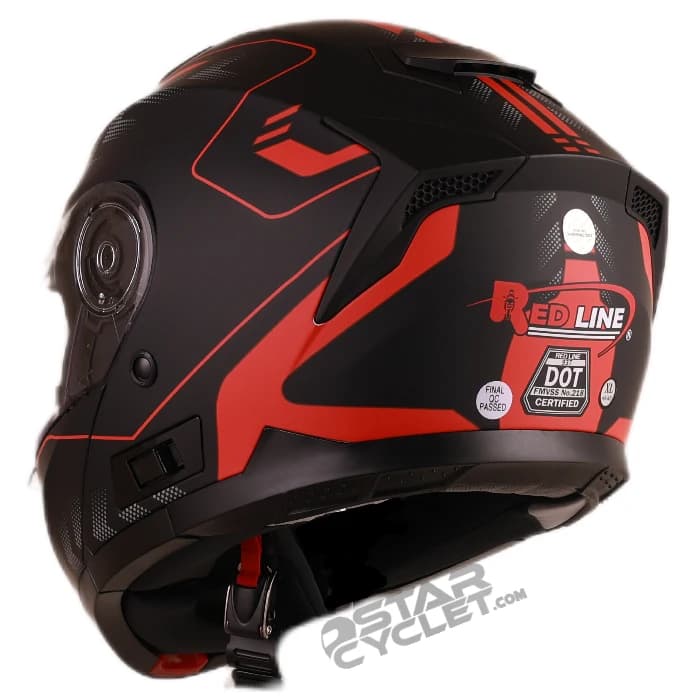 کلاه کاسکت فک متحرک ردلاین مدل 4-937 MATT BLACK RED — تصویر ۳