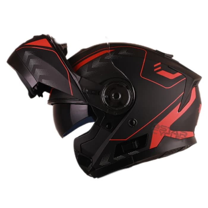 کلاه کاسکت فک متحرک ردلاین مدل 4-937 MATT BLACK RED — تصویر ۵