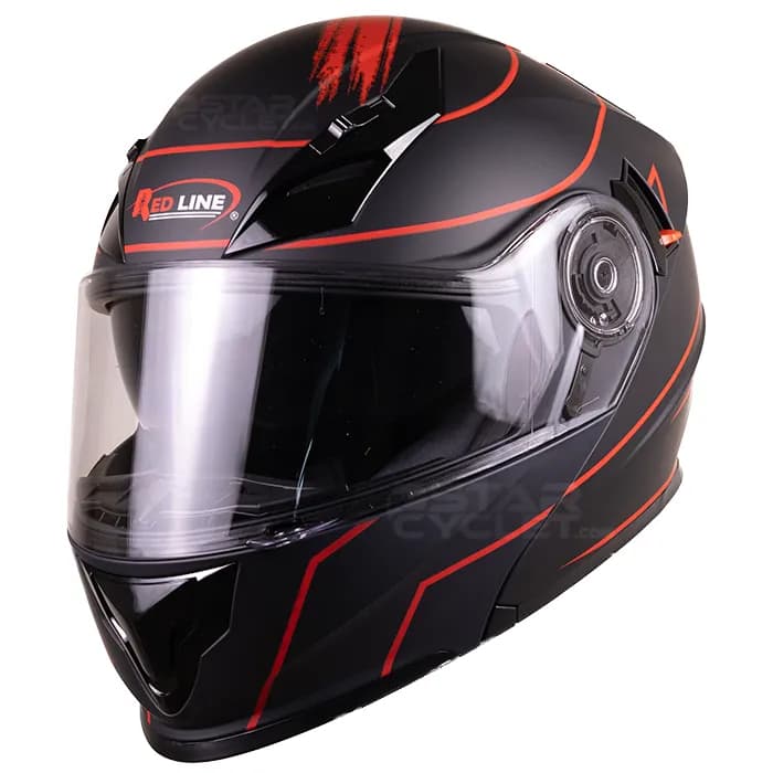 کلاه کاسکت فک متحرک رد لاین مدل MATT BLACK RED VOLATILIZE 939-4