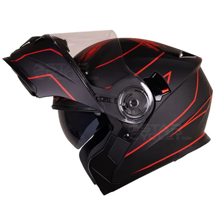 کلاه کاسکت فک متحرک رد لاین مدل MATT BLACK RED VOLATILIZE 939-4 — تصویر ۴