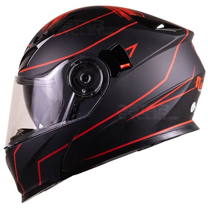 کلاه کاسکت فک متحرک رد لاین مدل MATT BLACK RED VOLATILIZE 939-4 — تصویر ۲