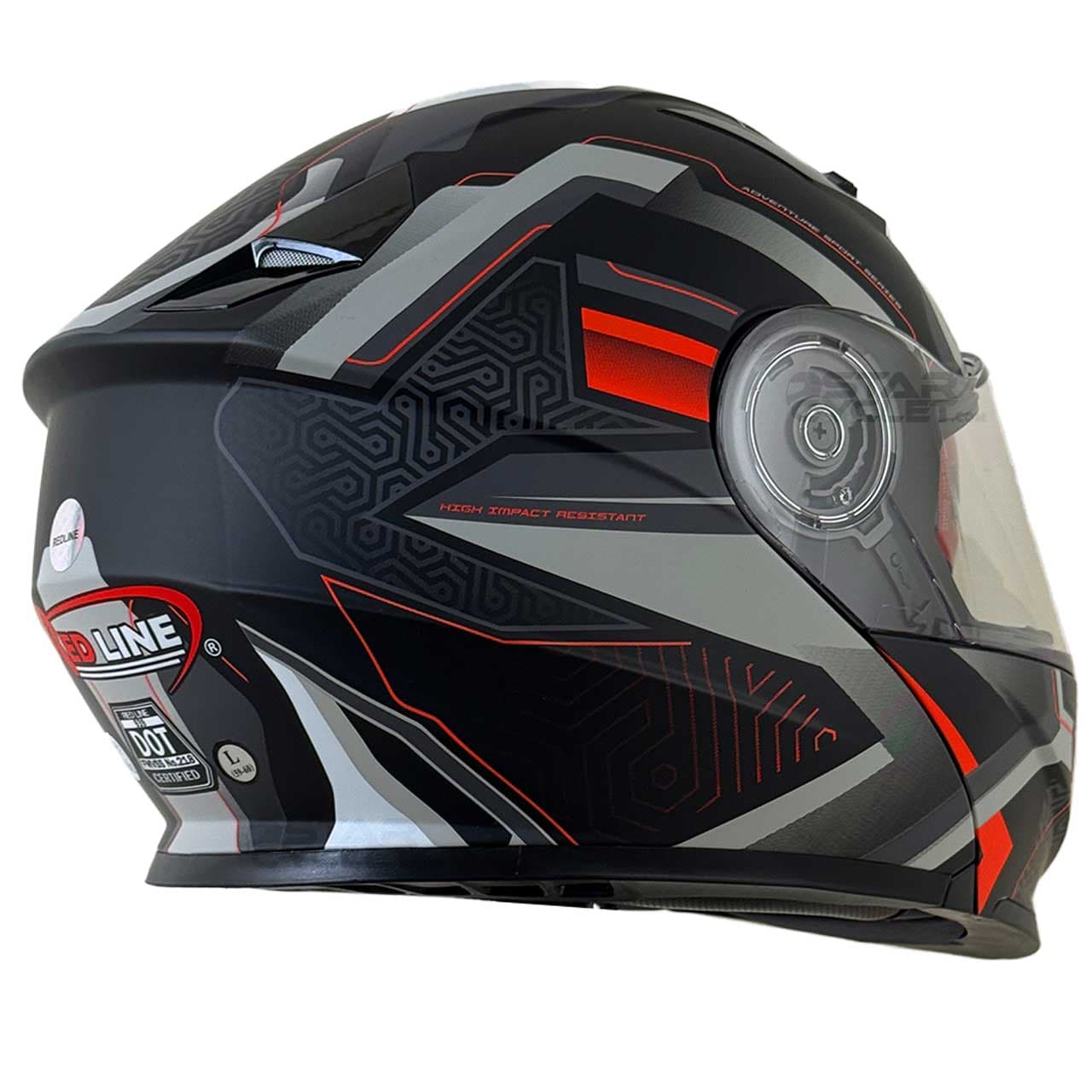 کلاه کاسکت فک متحرک ردلاین مدل MATT-BLACK-Red-Grey-Lose 939-19 — تصویر ۵