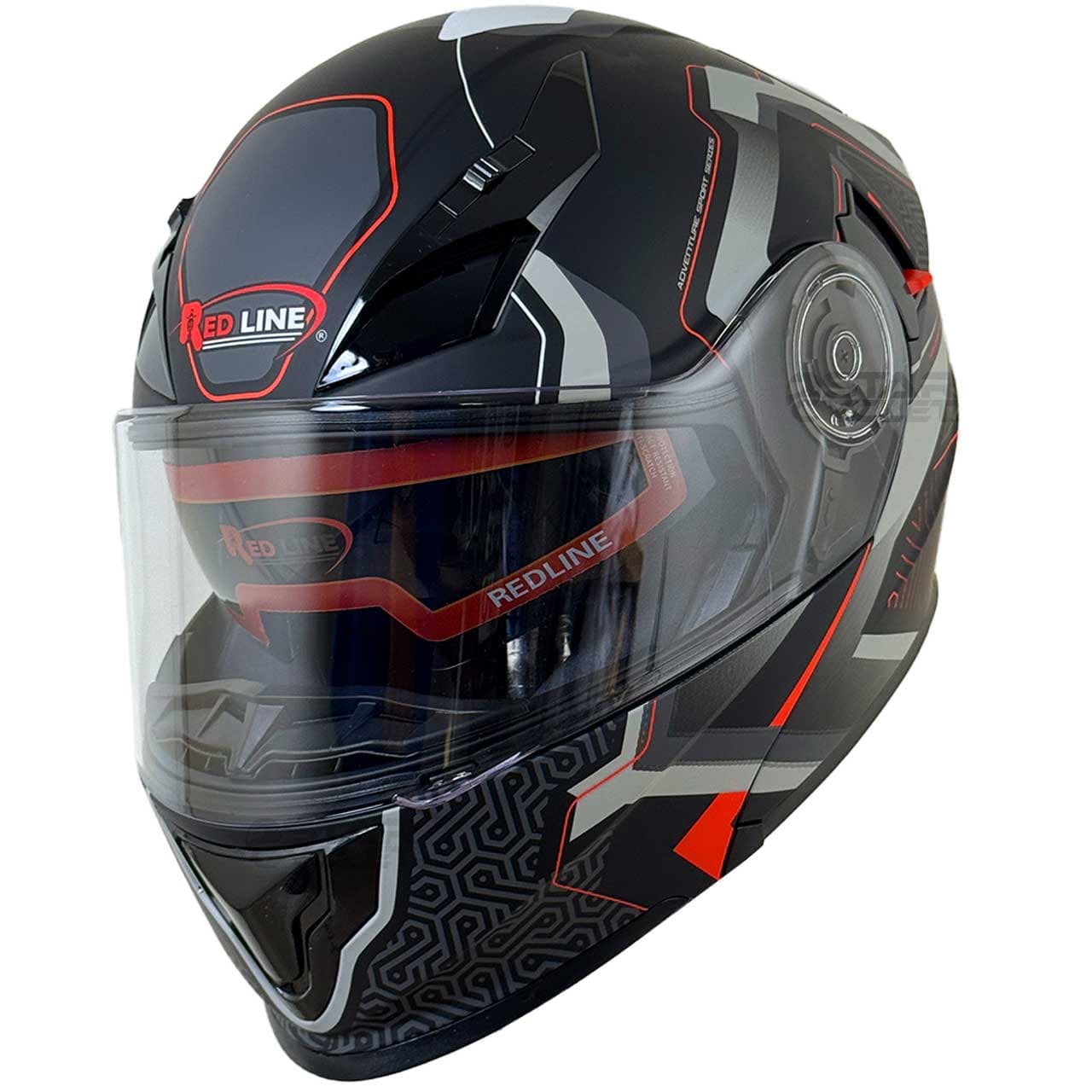 کلاه کاسکت فک متحرک ردلاین مدل MATT-BLACK-Red-Grey-Lose 939-19