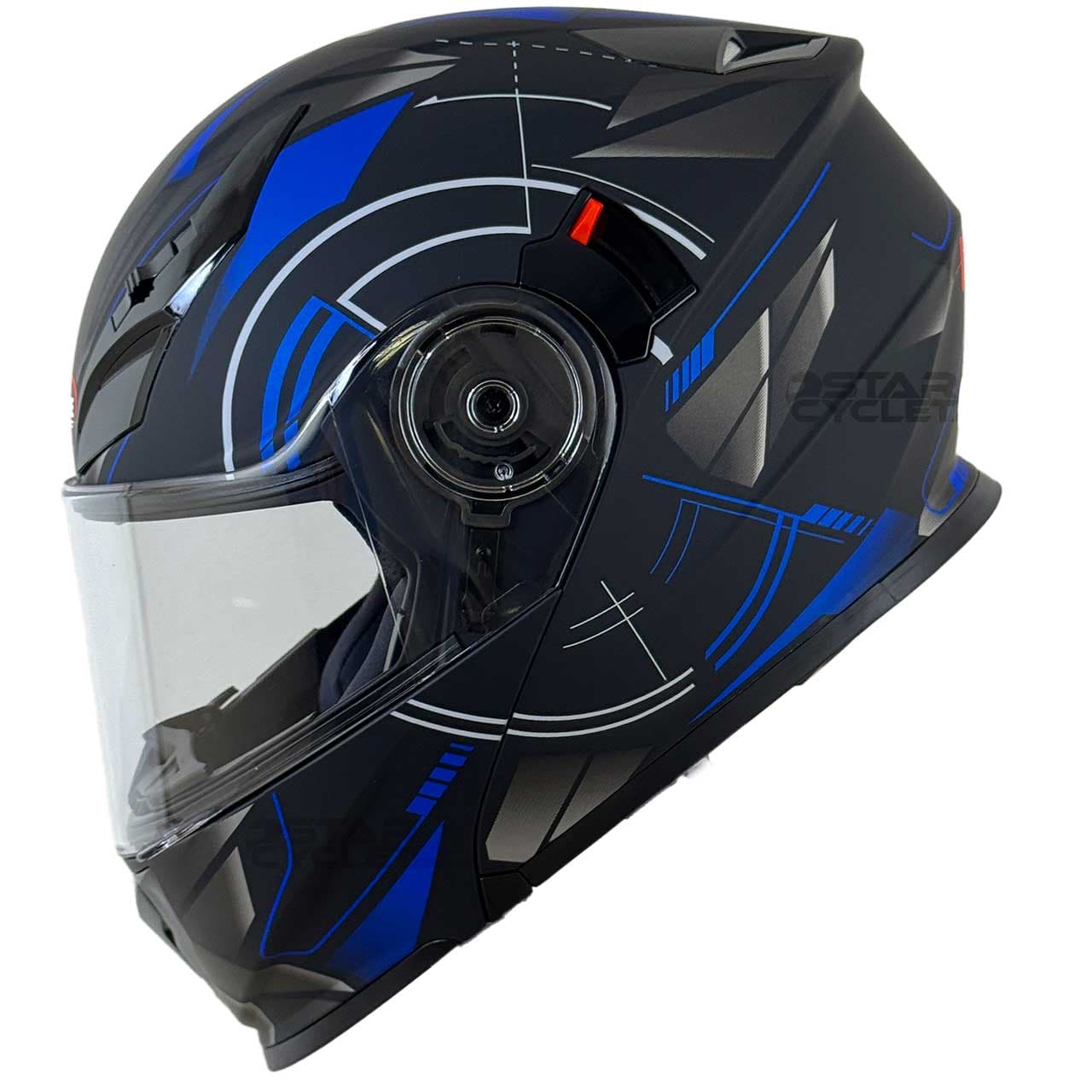 کلاه کاسکت فک متحرک ردلاین مدل MATT-BLACK-Blue-Time 939-18 — تصویر ۳