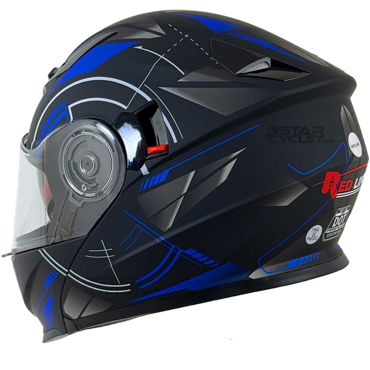 کلاه کاسکت فک متحرک ردلاین مدل MATT-BLACK-Blue-Time 939-18 — تصویر ۴