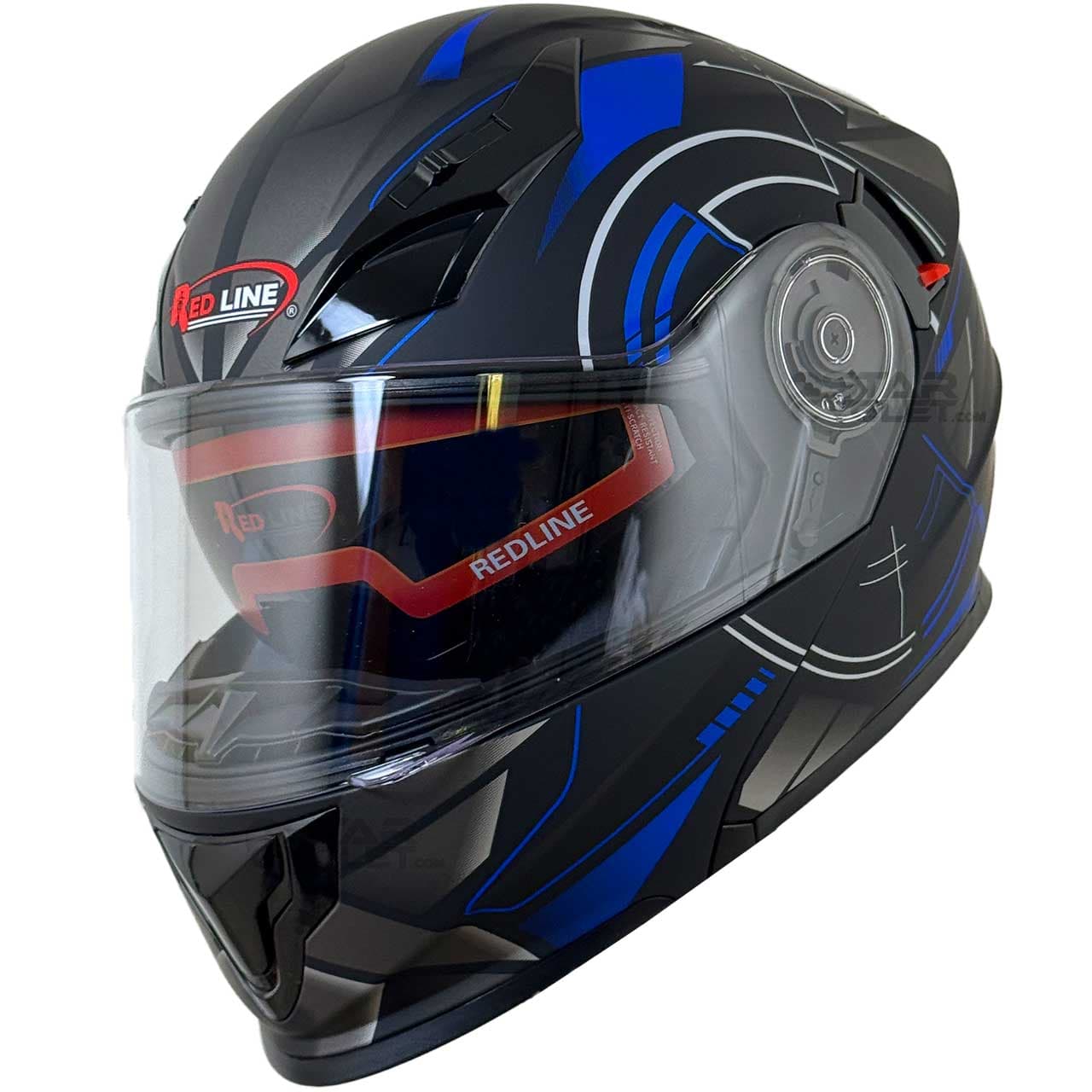 کلاه کاسکت فک متحرک ردلاین مدل MATT-BLACK-Blue-Time 939-18