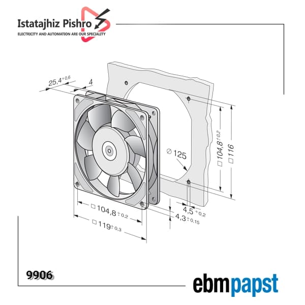 فن صنعتی EBM Papst مدل 9906 — تصویر ۲