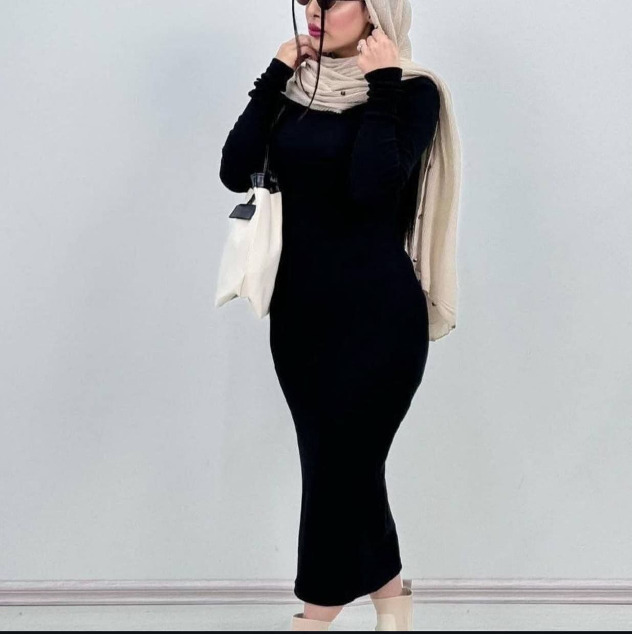 ماکسی یقه اسکی جنس فانریپ کبریتی فری سایز و شیک و ترند — تصویر ۲
