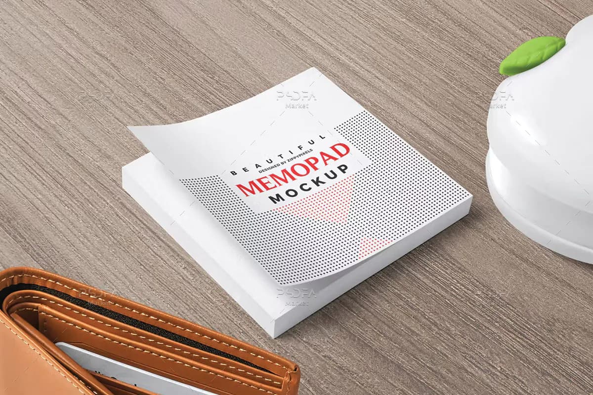 موکاپ کاغذ یادداشت چسب دار مربعی — تصویر ۵