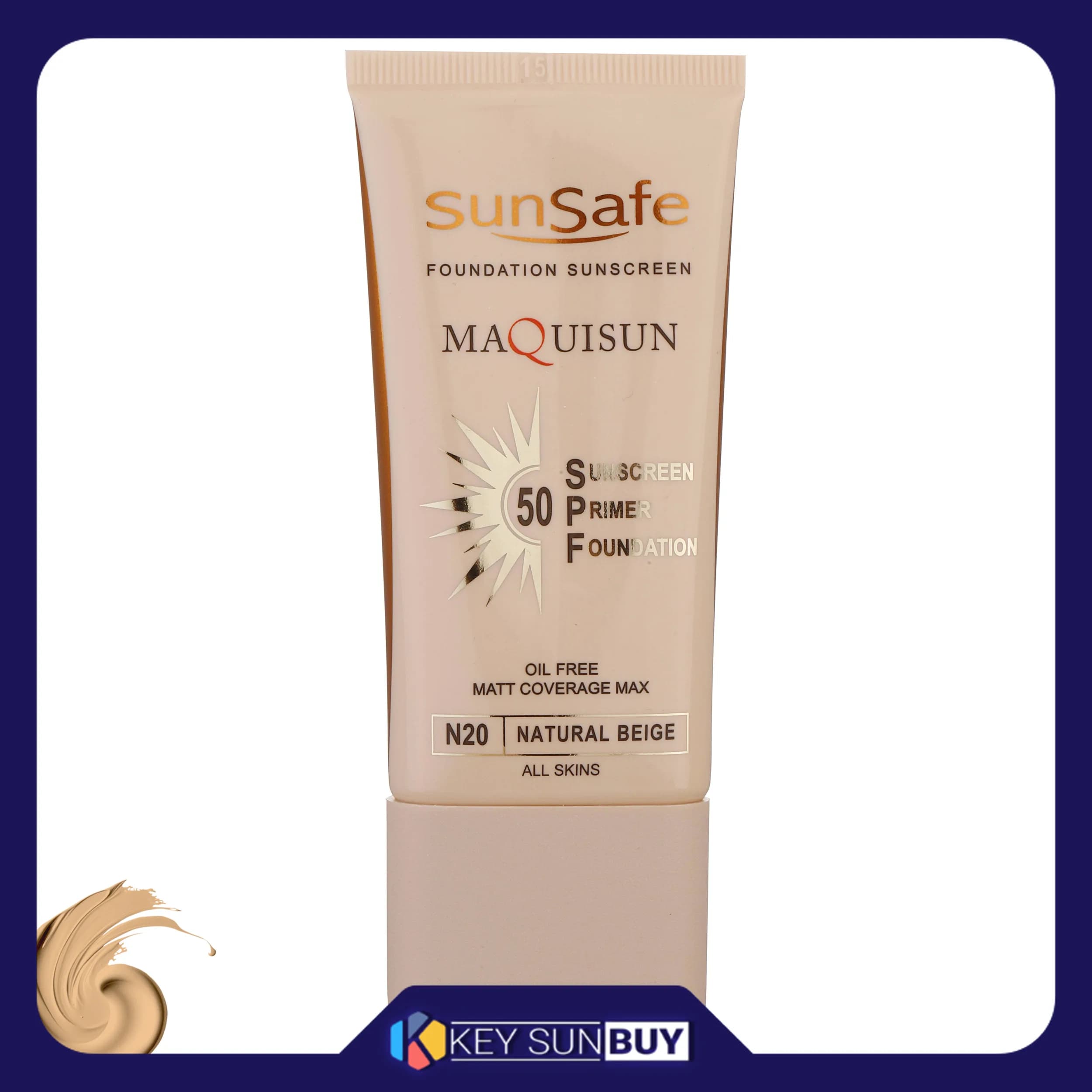 مراقبت پوست کرم ضد آفتاب رنگی سان سیف SPF50 مدل N20 محافظ UVA ،UVB مناسب انواع پوست حجم 40 میلی‌لیتر