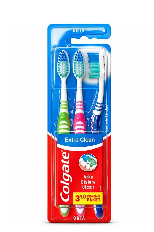 پک 3 عددی مسواک کلگیت (Colgate) مدل Extra Clean