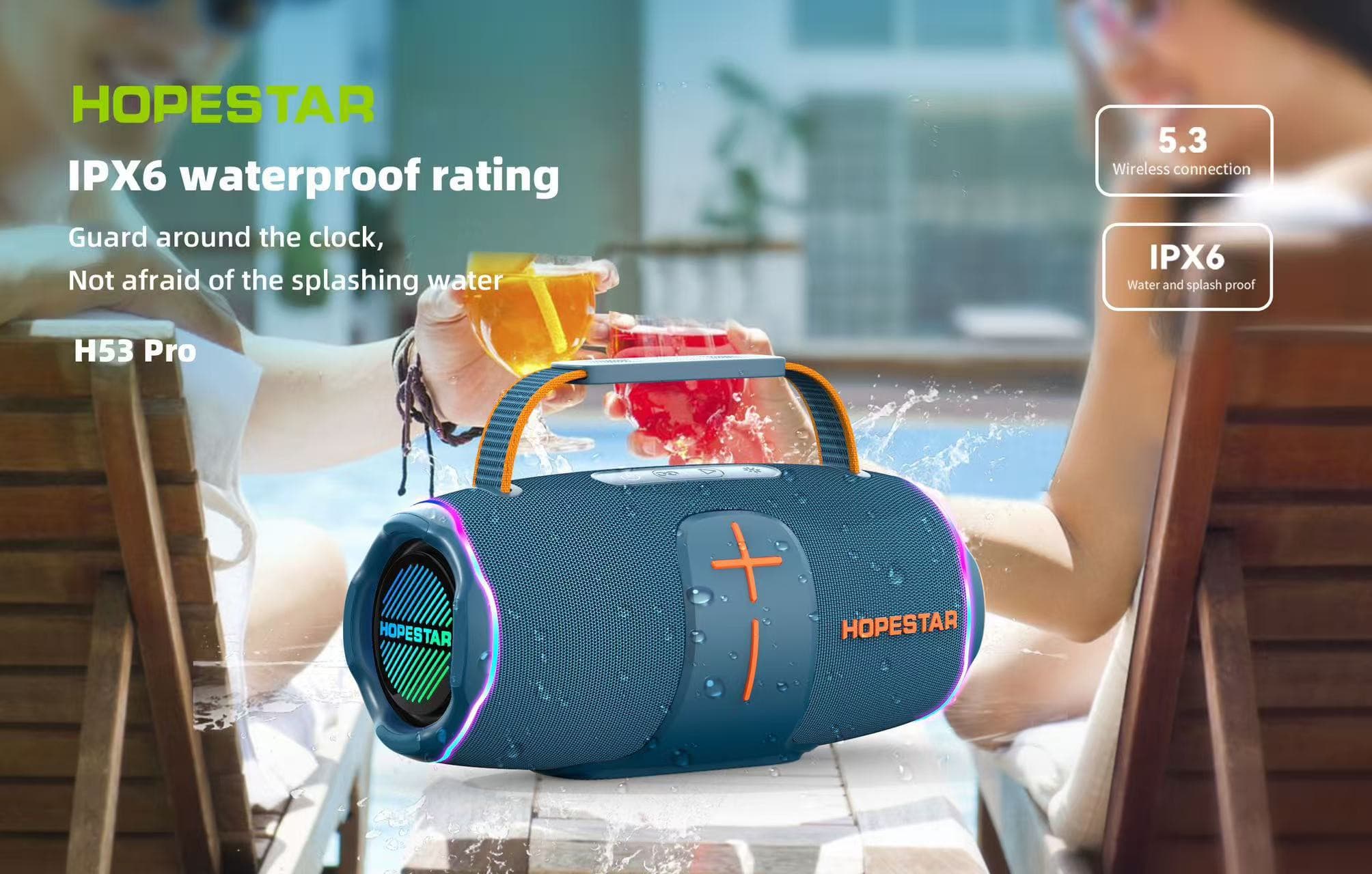 اسپیکر بلوتوثی هوپ استار Hope stare مدل H53 Pro ضد آب و قابل حمل — تصویر ۴