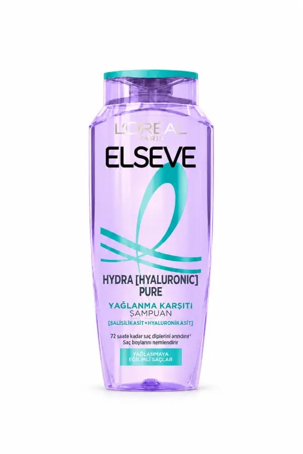 شامپو لورال بنفش اصل برای موهای چرب مدل Elseve Hydra Hyaluronic Pure