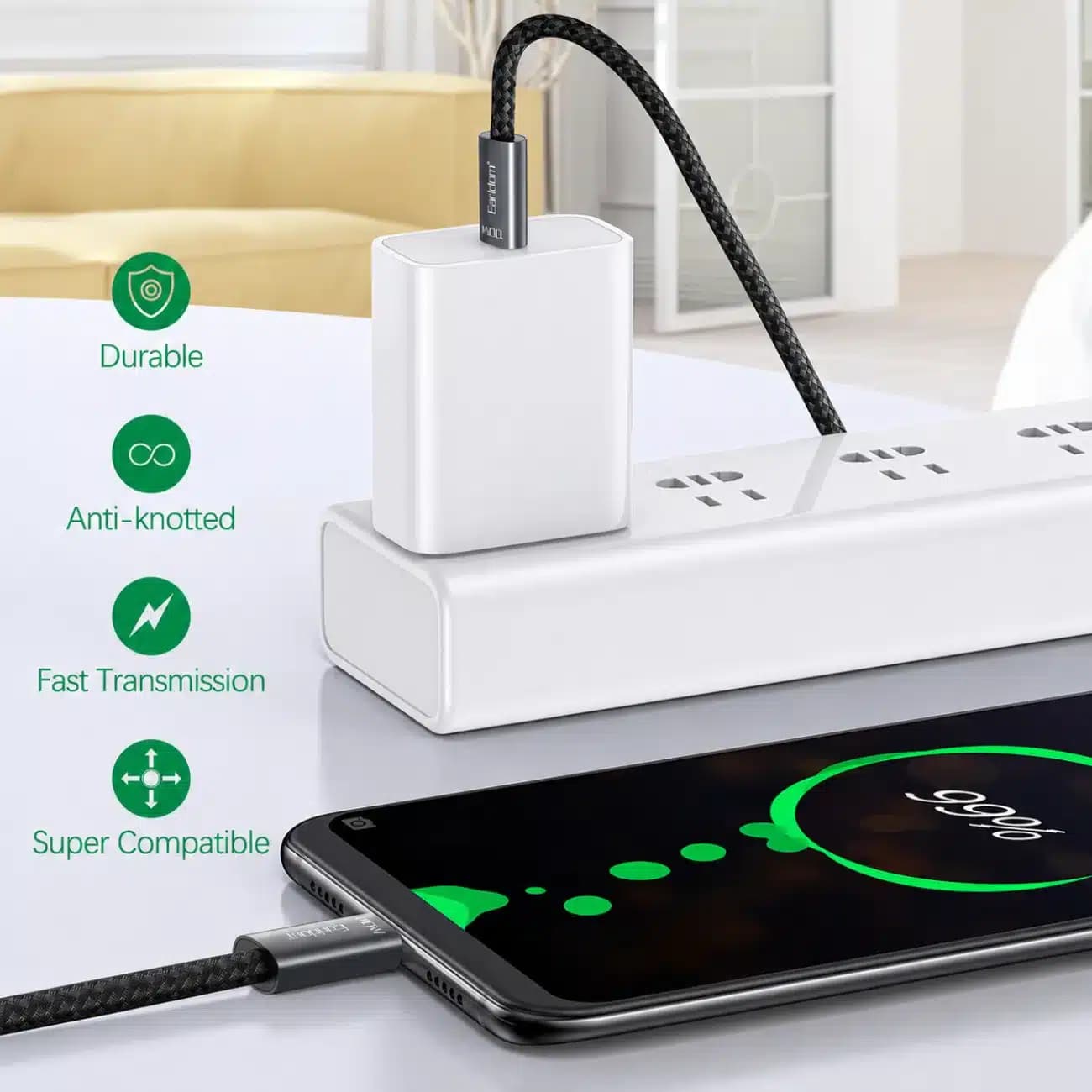 کابل تایپ سی به لایتنینگ ارلدام Earldom مدل EC-201C-L توان 30 وات 1 متر — تصویر ۳