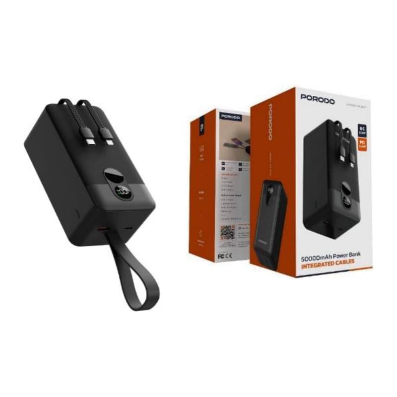 پاوربانک فست شارژ پرودو مدل 50000mAh Power Bank Integrated Cables کد 4140