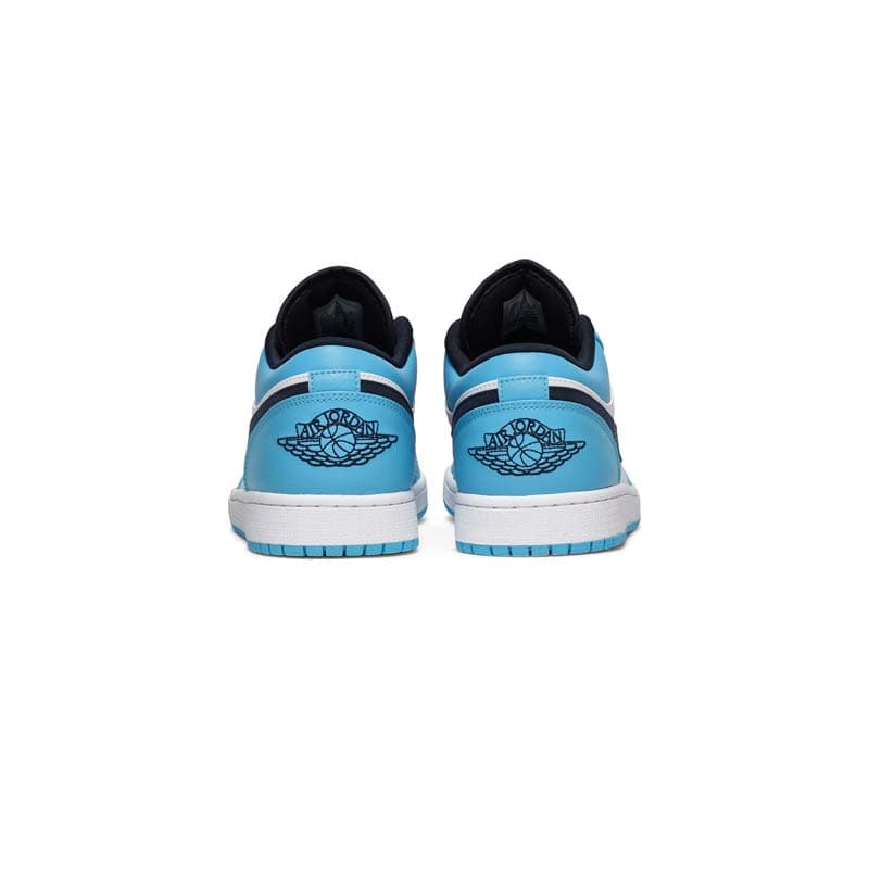 کتونی نایک ایرجردن 1 ساق کوتاه سفید آبی سورمه ای Nike Air Jordan 1 Low White Blue UNC — تصویر ۴