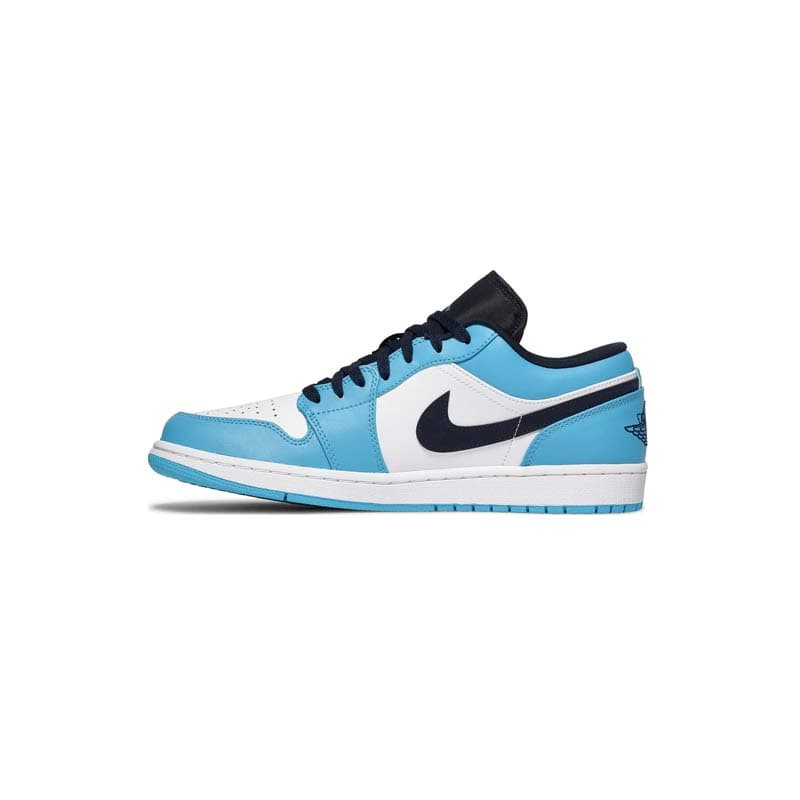 کتونی نایک ایرجردن 1 ساق کوتاه سفید آبی سورمه ای Nike Air Jordan 1 Low White Blue UNC — تصویر ۲