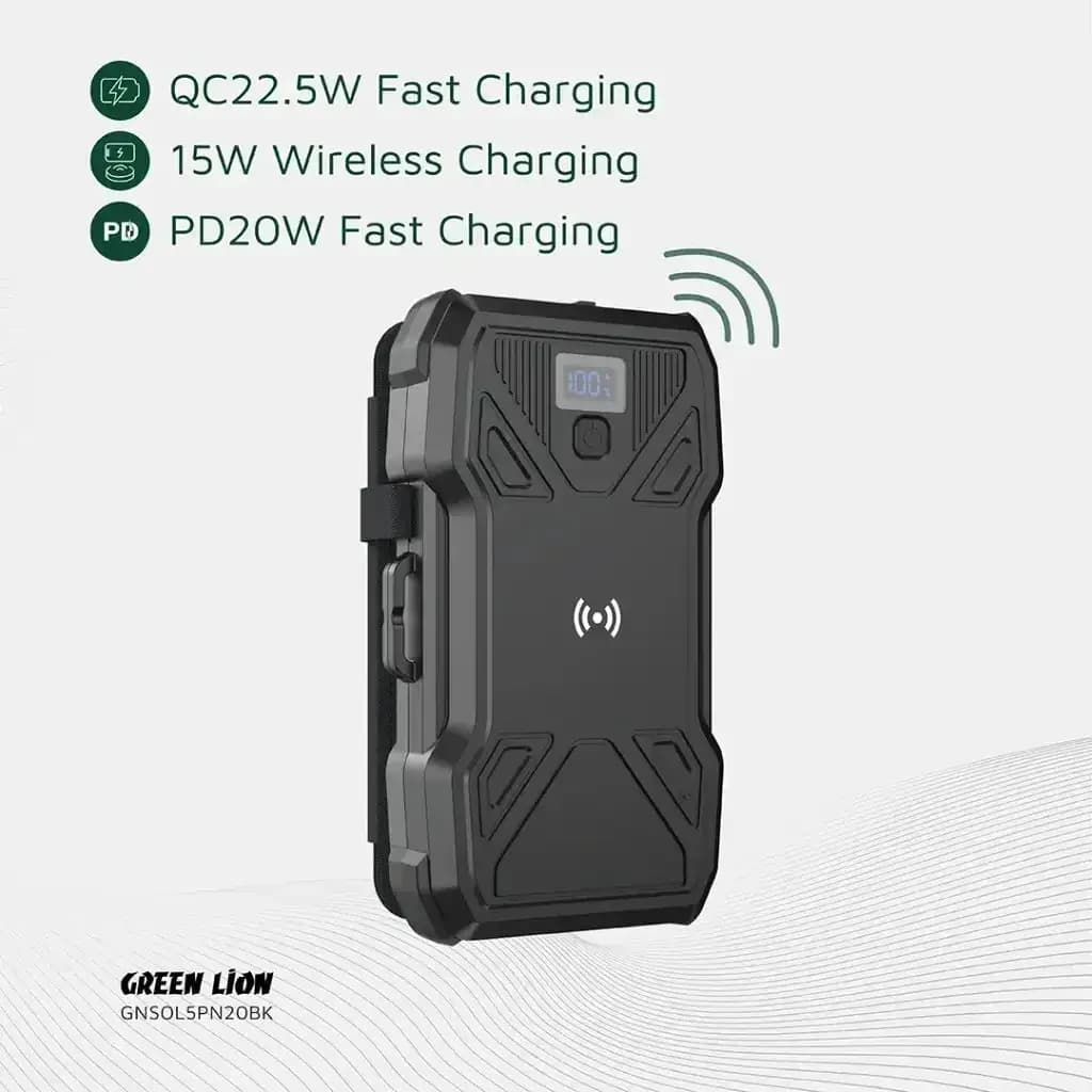 پاوربانک خورشیدی 5 پنل 20000 گرین لاین Green Lion Solar 20000mAh — تصویر ۳
