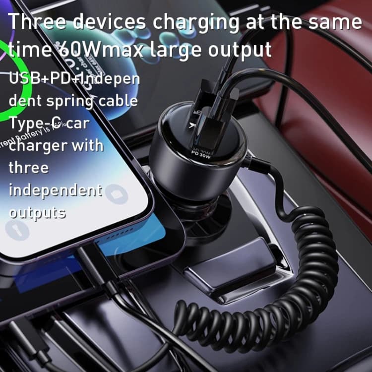 شارژر فندکی 60 وات به همراه کابل تبدیل USB-C یسیدو مدل Yesido Y56 — تصویر ۶