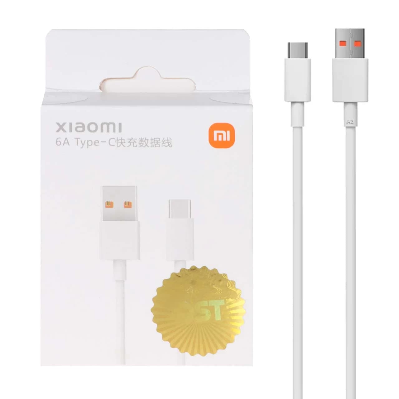 کابل شارژ فست 67W اصلی Xiaomi Type-C 6A – سفید -DST (گارانتی شش ماهه شرکتی)
