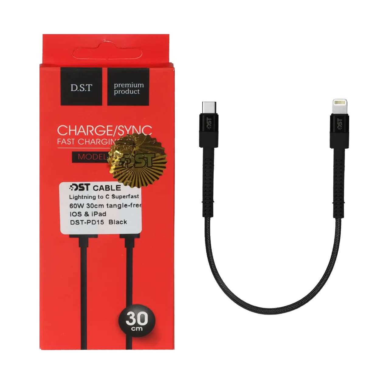 کابل شارژ PD و فست 30 سانتی پاوربانک Type-C To Lightning مدل X-15 20W – مشکی – DST (گارانتی شش ماهه)