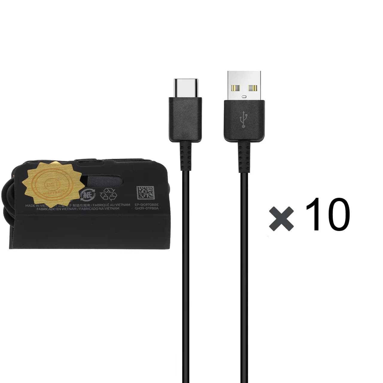 پک 10 عددی کابل شارژ SAMSUNG Type-C مدل S10 – مشکی – DST (گارانتی شش ماهه)- درجه یک