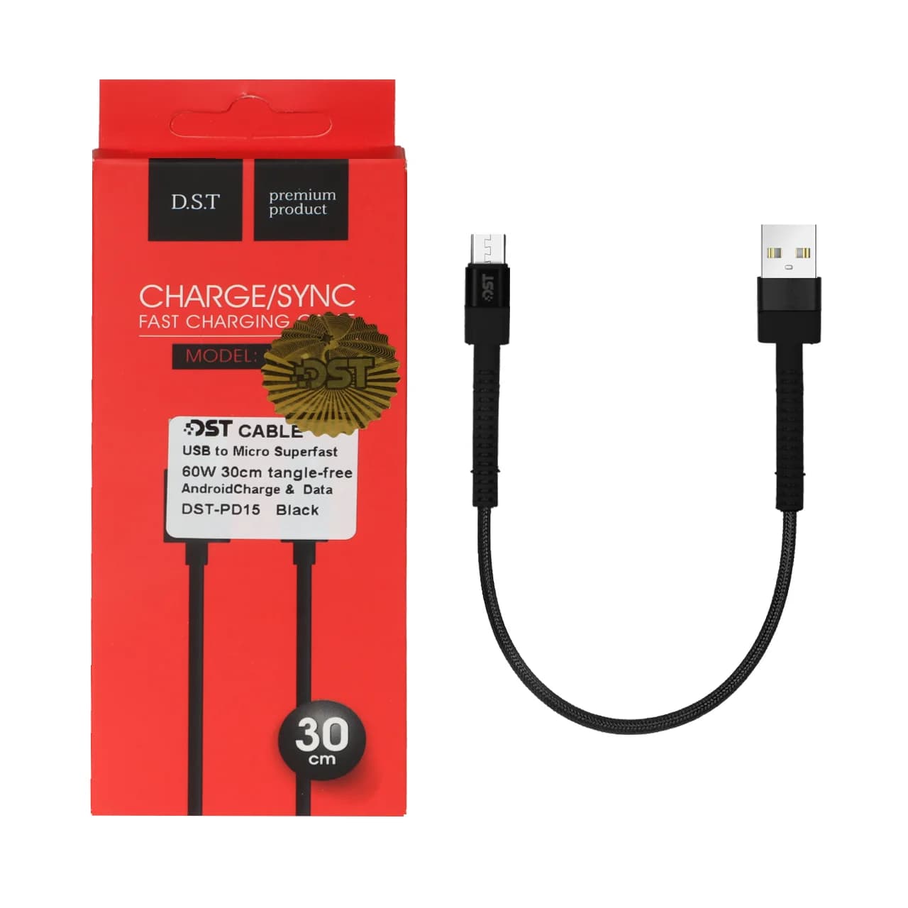 کابل شارژ فست 30 سانتی پاوربانک اندروید مدل X-15 – مشکی – DST (گارانتی شش ماهه)