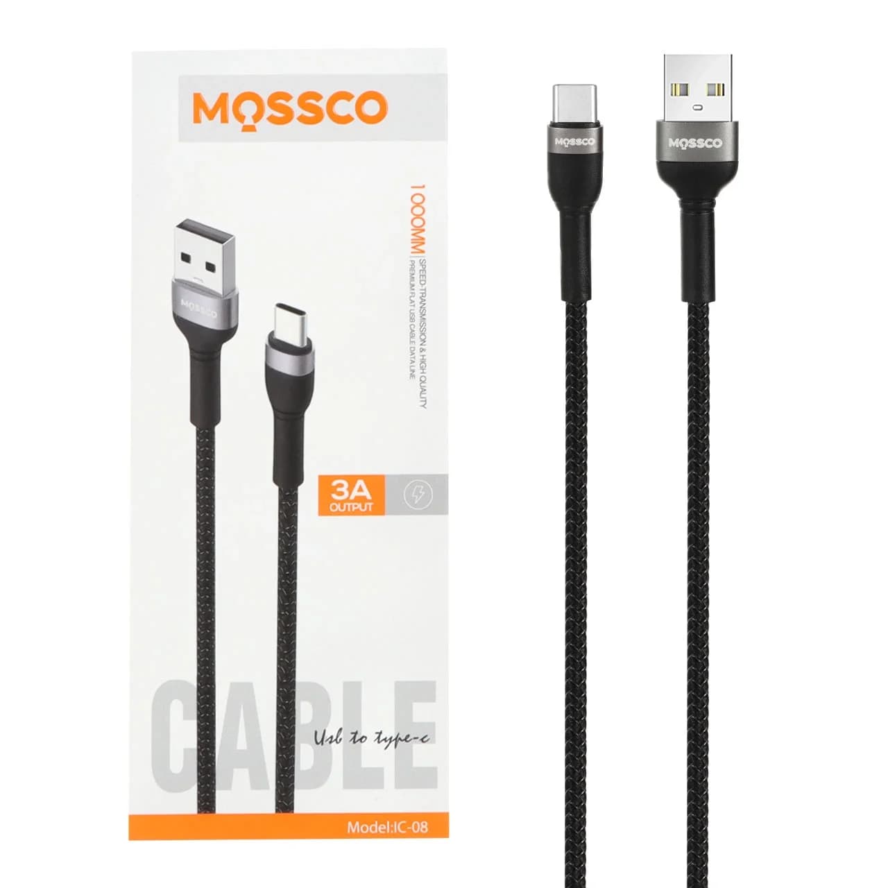 کابل شارژ فست Mossco Type-C مدل IC-08 – مشکی