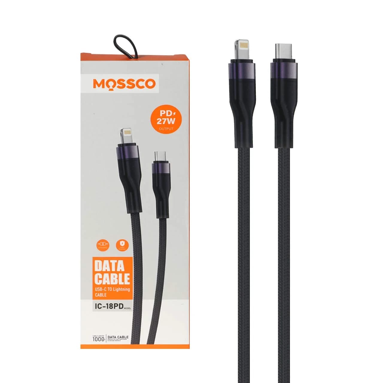 کابل شارژ PD و فست Mossco Type-C To Lightning مدل IC-18PD 27W – مشکی