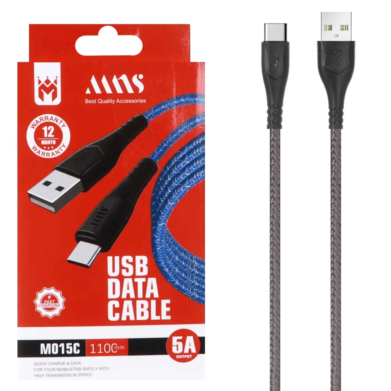 کابل شارژ کنفی فست 1.1 متری MNS Type-C مدل M015C – طوسی – SMO