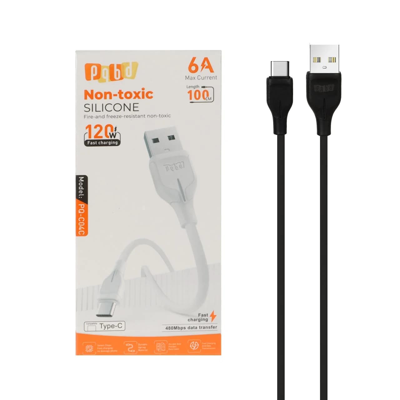 کابل شارژ فست pqbd Type-C مدل PQ-C04C 120W – مشکی