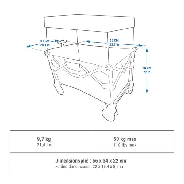 چرخ دستی کمپینگ کچوا مدل Trolley — تصویر ۵