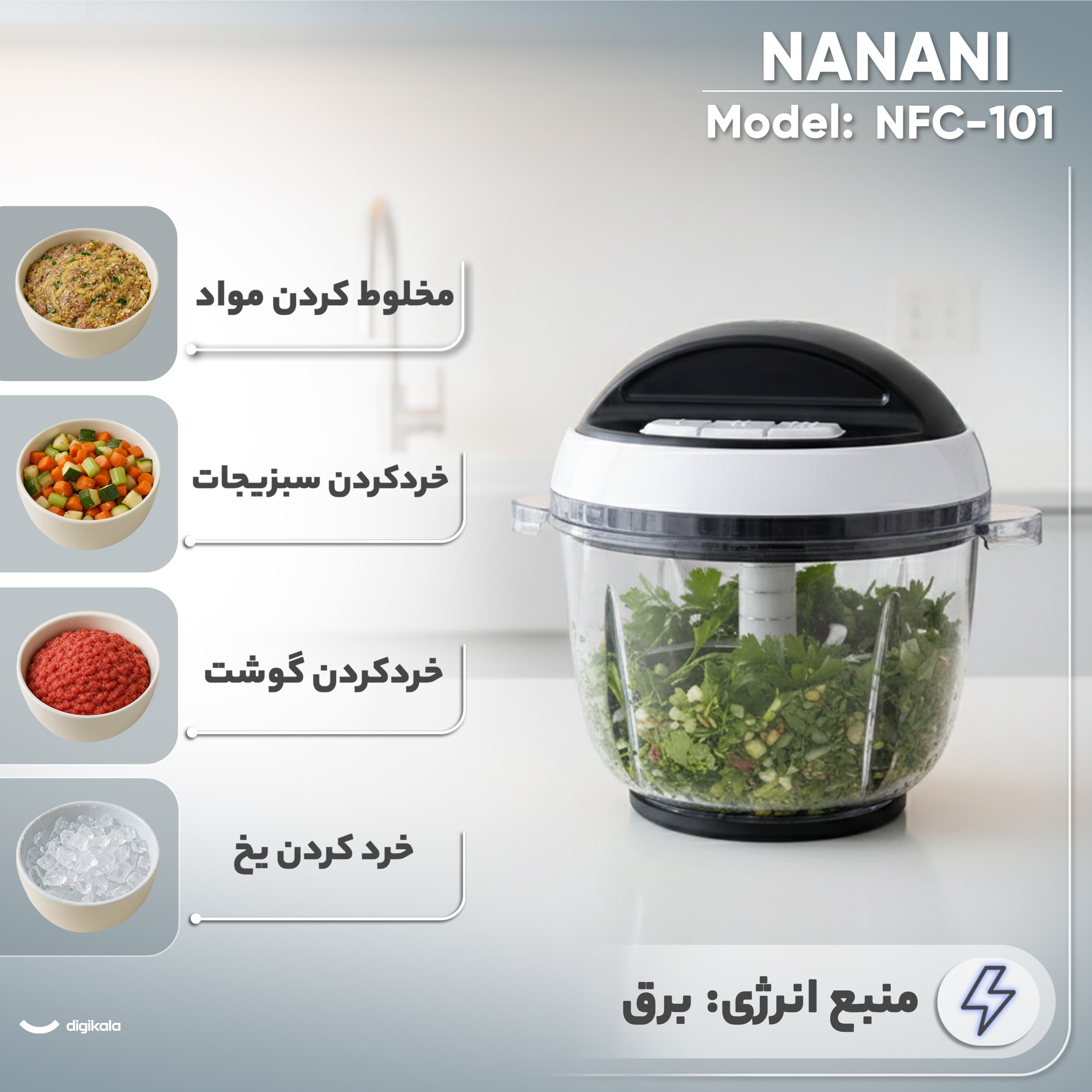 خردکن 3 لیتری نانانی مدل NFC-101 — تصویر ۳