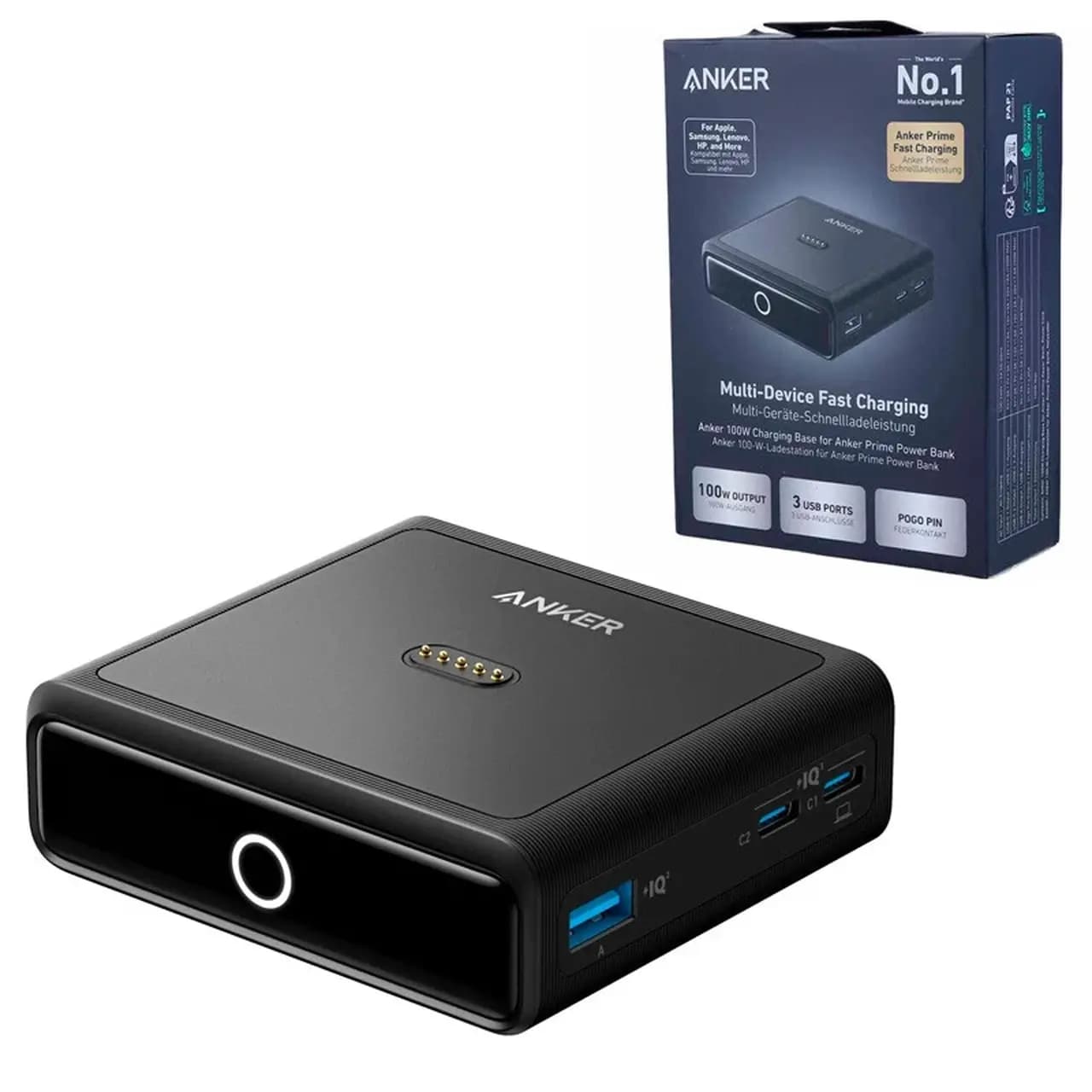 شارژر رومیزی PD و فست سه پورت Anker مدل A1902211 100W – مشکی (گارانتی 6 ماهه شرکتی)