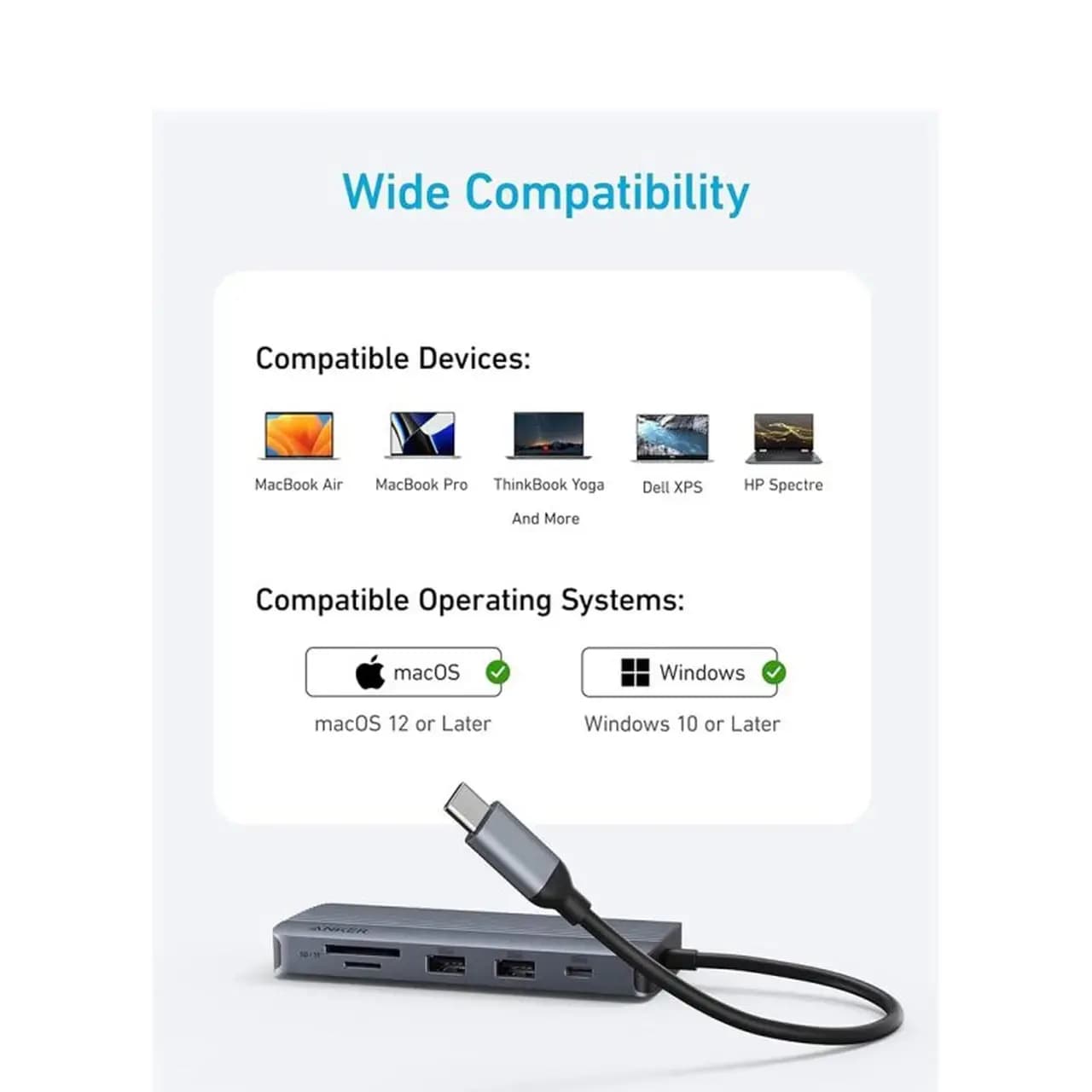 هاب 14 پورت Anker مدل A83C2HA1 85W – خاکستری (گارانتی 6 ماهه شرکتی) — تصویر ۲