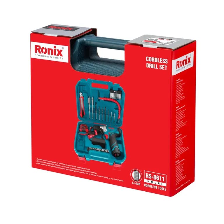 مجموعه دریل شارژی و ابزار 35 پارچه 12 ولت رونیکس مدل RONIX RS-8611 — تصویر ۲