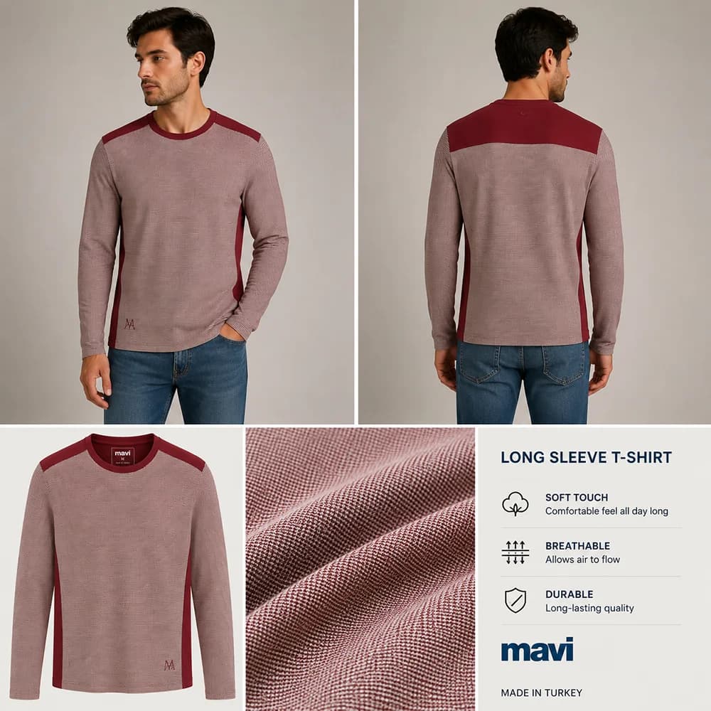 تیشرت آستین بلند مردانه ماوی mavi — تصویر ۴