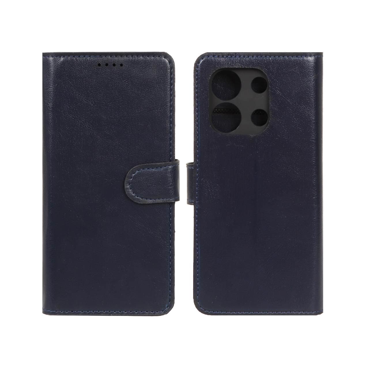 کیف موبایل چرمی مگنتی محافظ لنزدار Xiaomi Redmi Note 13 Pro 5G / Poco X6 5G – سرمه ای