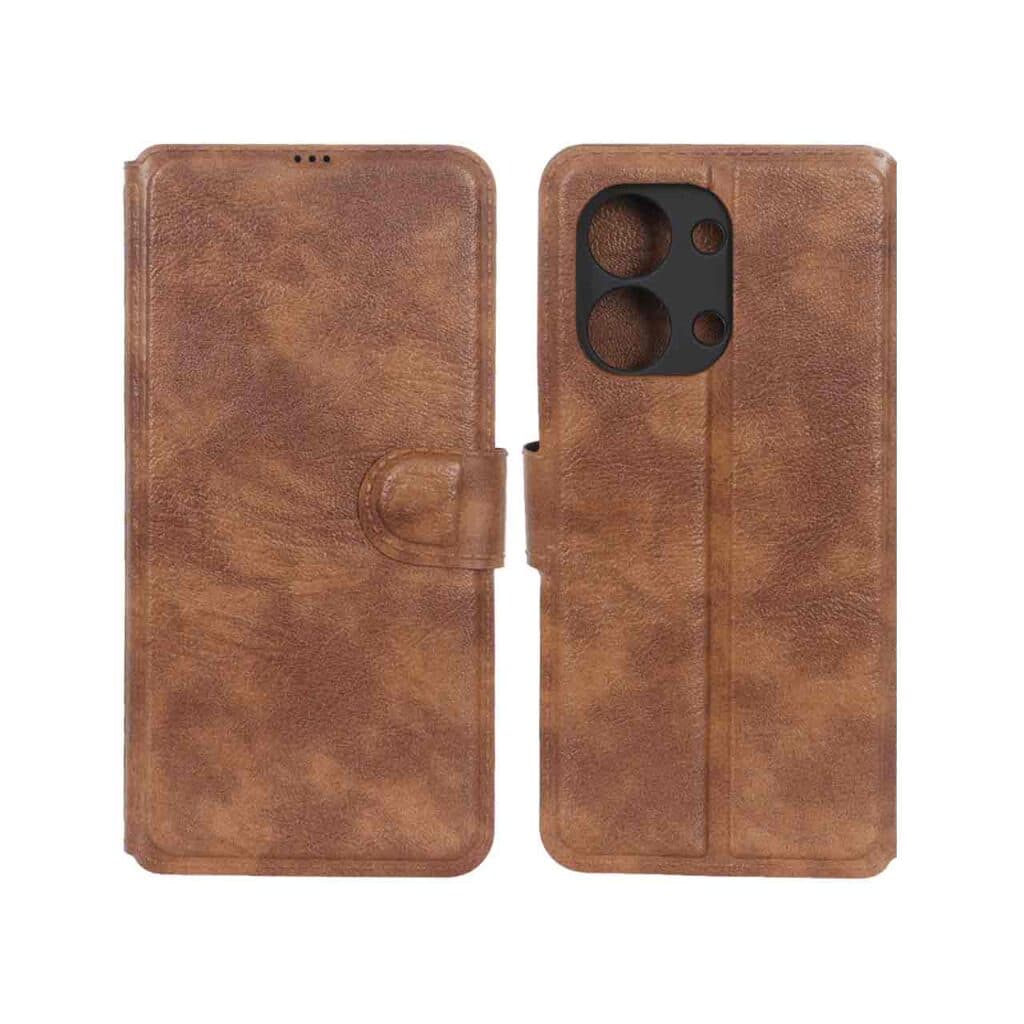 کیف موبایل چرمی مگنتی محافظ لنزدار Xiaomi Redmi 15C / Poco C85 – قهوه ای کد 2 — تصویر ۲