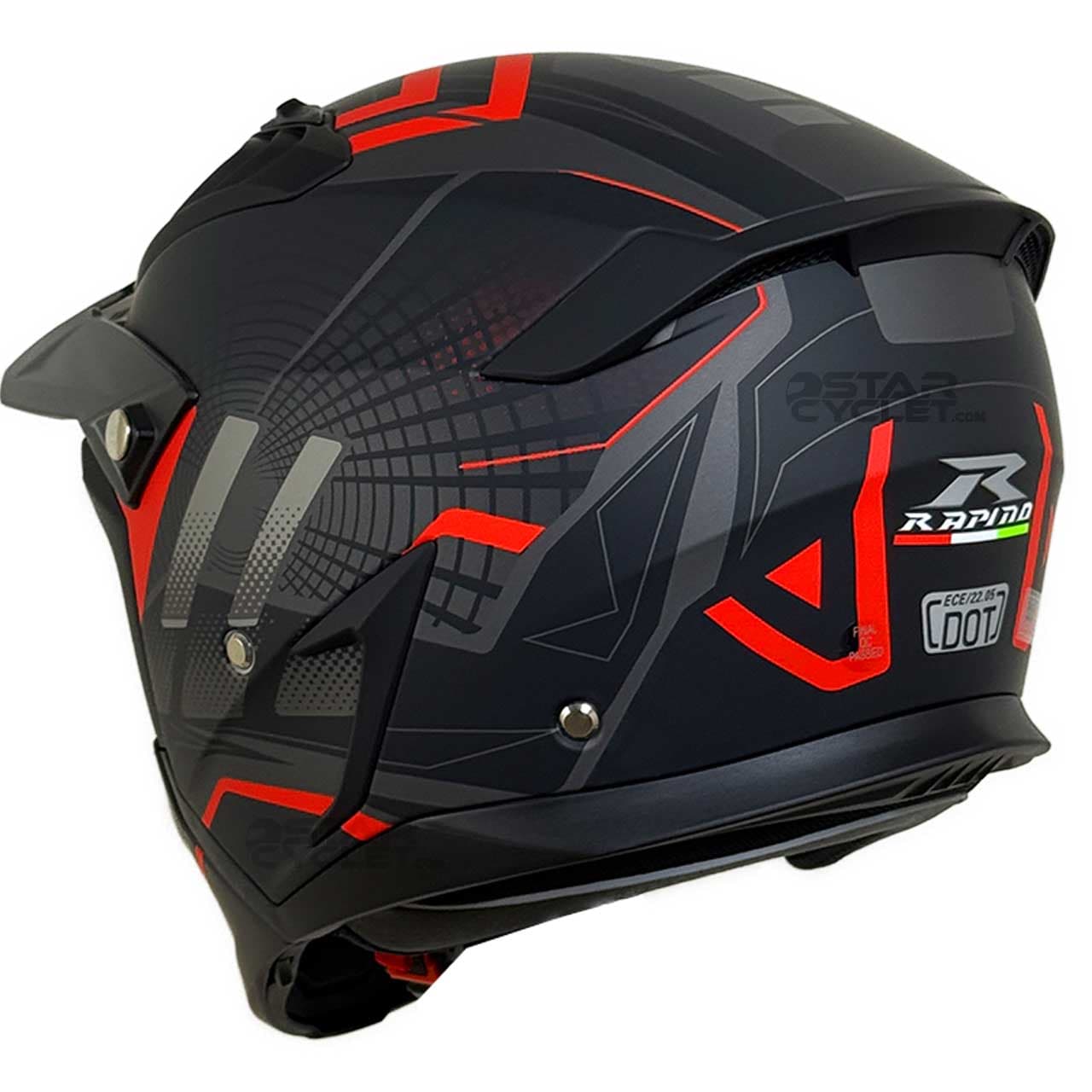 کلاه کاسکت فک جدا RAPIDO مدل 890 MATT-BLACK-RED — تصویر ۴
