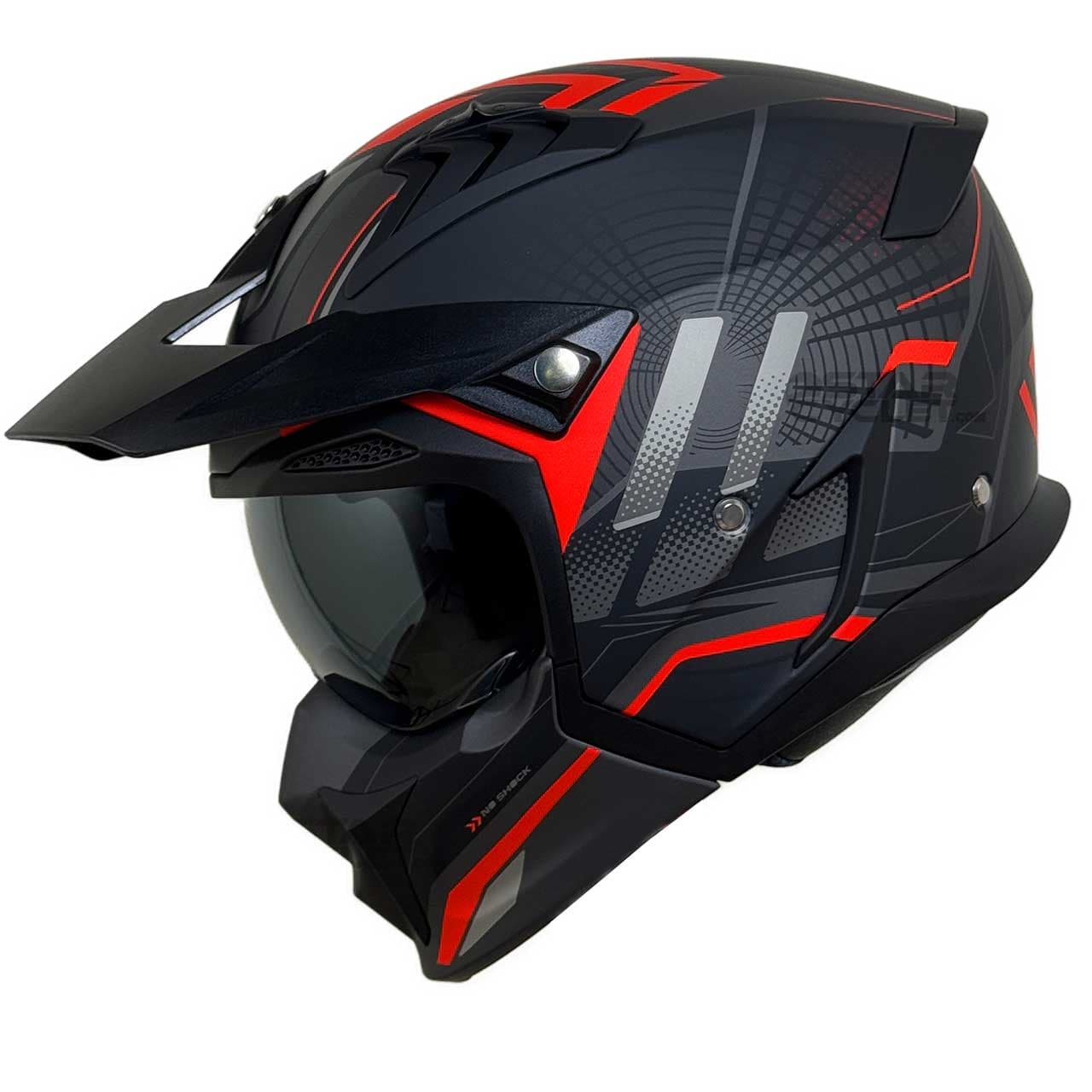 کلاه کاسکت فک جدا RAPIDO مدل 890 MATT-BLACK-RED — تصویر ۳